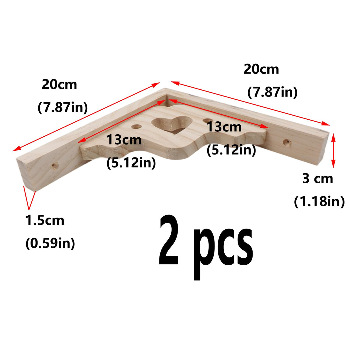 Antrader 2PCS Wooden Shelf Brackets,8" Wall Mount Natural Wood Bracket,Solid Bracket Shelf Supports Kits Antrader