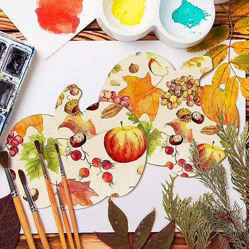 Large Size 7inch Wooden Halloween Thanksgiving Ornaments to Paint, DIY Blank Unfinished Pumpkin Wood Discs Ornament for Crafts Hanging Autumn Sophena