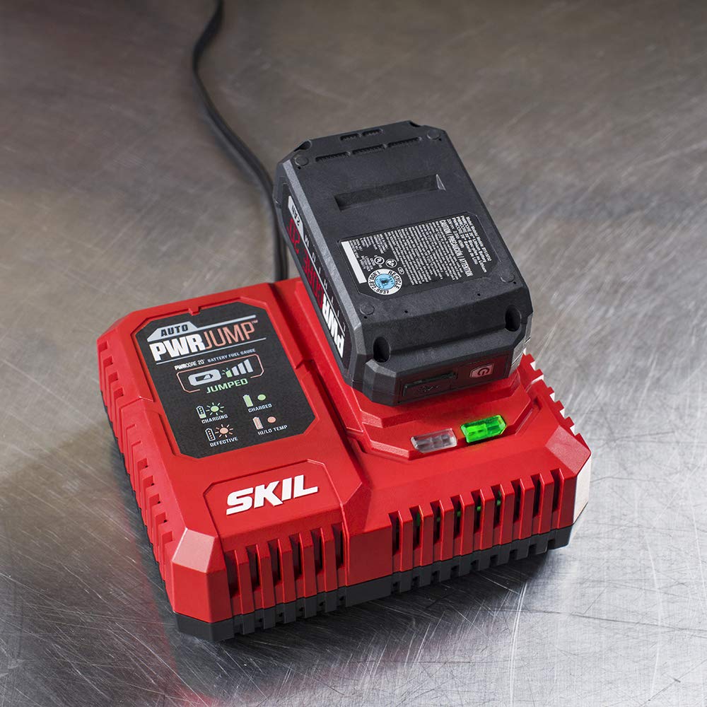 SKIL PWR CORE 20 Brushless 20V 1 Inch Stroke Jigsaw Includes 2.0Ah Lithium Battery with PWR ASSIST USB and PWR JUMP Charger - JS820202 Skil