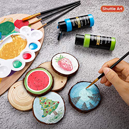 Shuttle Art Metallic Acrylic Paint Set, 20 Colors Metallic Paint in Bottles (60ml, 2oz) with 3 Brushes and 1 Palette, Rich Pigments, Non-Toxic for Shuttle Art