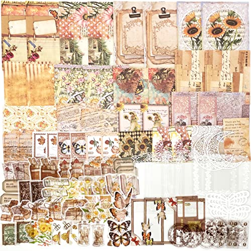  160 Pcs Washi Stickers Vintage Scrapbooking Supplies Kit -  Scrapbook Stickers Journaling DIY Bullet Junk Journal Supplies Kits Natural  Collection Stickers for Diary Collage Cottagecore Frames Decor