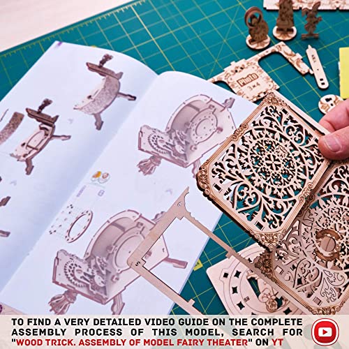 Wood Trick Fairy Theater Happy Birthday Wooden Music Box Kit - w/Fairy Characters - Hand Crank - 3D Wooden Puzzle for Adults and Kids to Build - DIY Wood Trick
