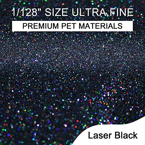 Ceya 3.5oz/ 100g Holographic Ultra Fine Glitter Powder Laser Black Glitter 1/128” 0.008” 0.2mm for Slime Epoxy Resin Craft Tumbler Jewelry Nail Art ceya