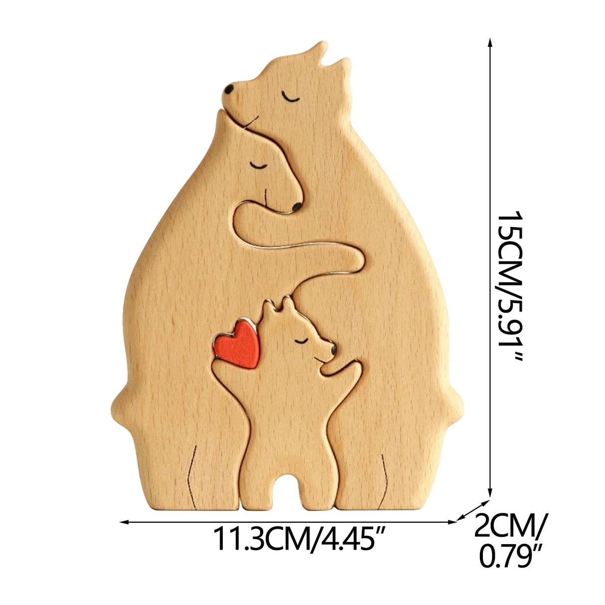 Wooden Bears Family Art Puzzle, Wooden Family Blocks Hand Carved Couple Animal Figurine, Wooden Sculpture, Christmas, Birthday Gifts for Mom, Dad (A) Generic