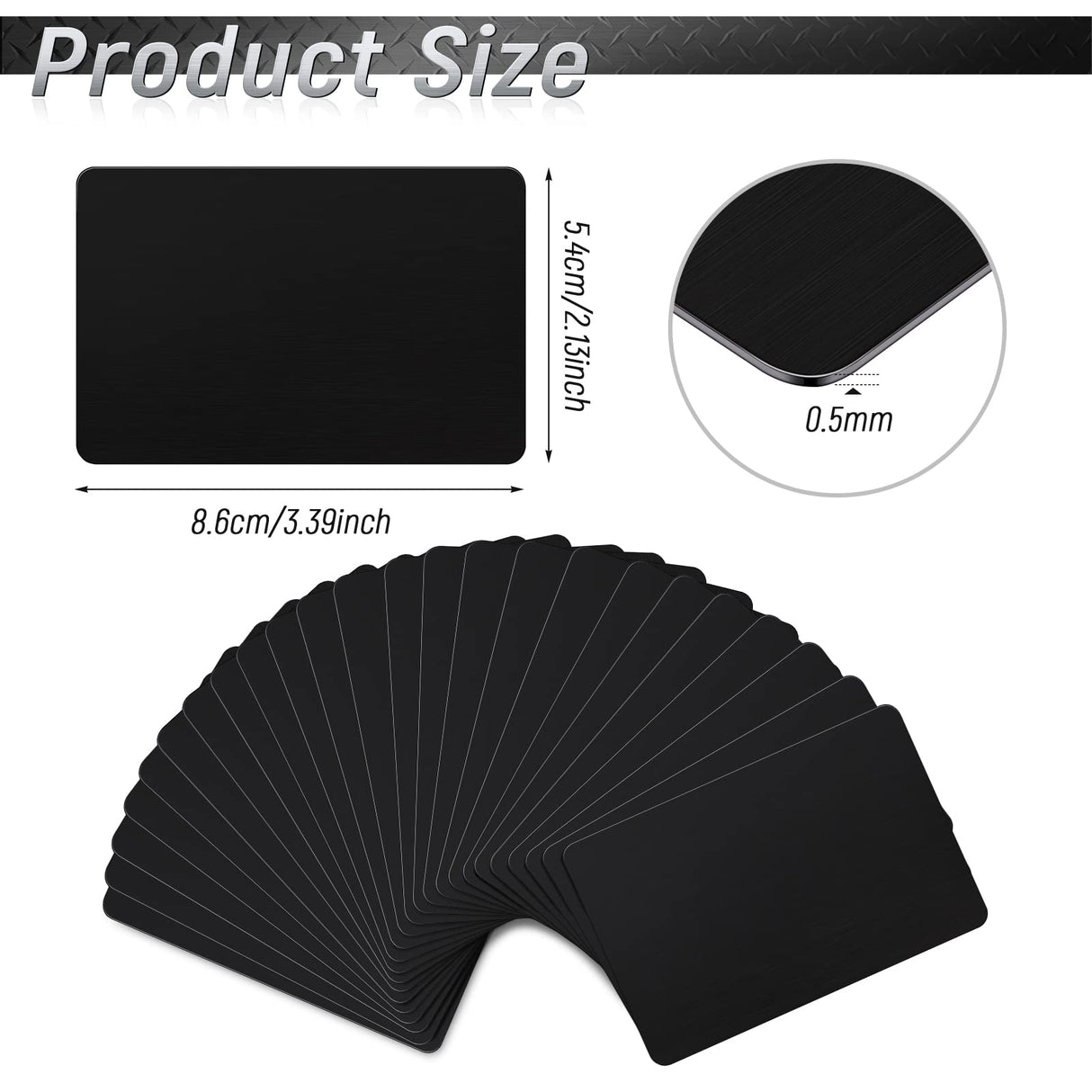Patelai 24 Pcs Blank Metal Business Cards Thickness 0.5 mm Aluminum Cards Laser Engraving Cards for House Office Customer DIY Gift Plate Cards, 86 x Patelai