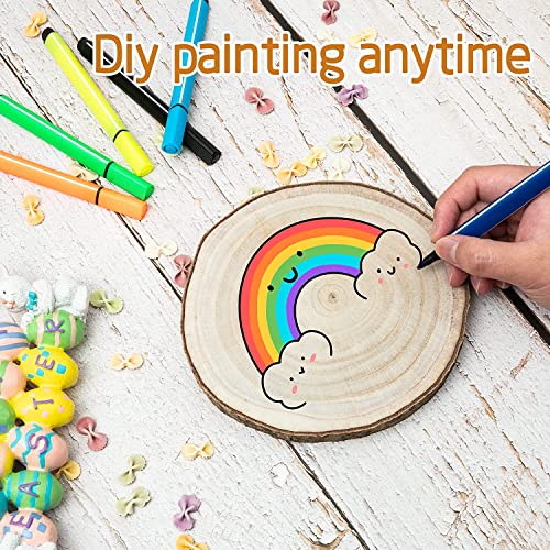 OBTANIM 5 Pcs Natural Wood Slices 4.7-5.5 Inch Large Unfinished Round Wooden Circles with Tree Bark for Table Centerpieces DIY Painting Crafts OBTANIM