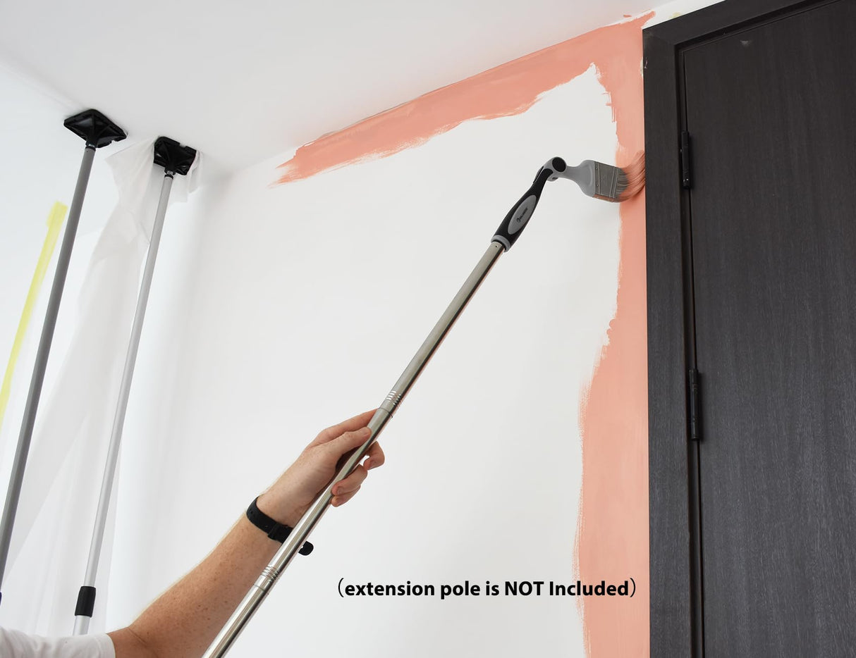 ROLLINGDOG 2.5Inch Paint Edger Brush - Extension Pole Angled Paint Brush for High Walls Ceiling,Stairwell Wall,Triming and Cutting in Painting ROLLINGDOG