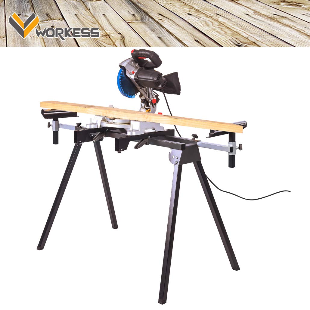 WORKESS Light Weight Universal Miter Saw Stand 330 Lbs Load Capacity Black and Grey WK-MS050B Single Pack WORKESS