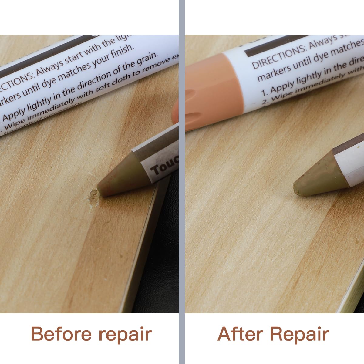 DEWEL Furniture Markers Touch Up, Upgrade Wood Furniture Repair Kit, Premium Wood Scratch Repair Markers and Wax Sticks for Wood Stains Scratches DEWEL