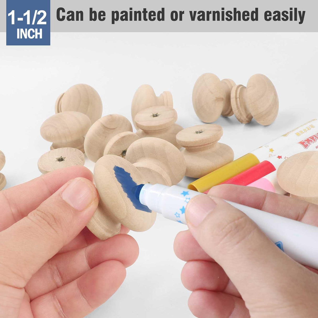 FoDau770 15pcs Unfinished Wood Knobs, Mushroom Shape Cabinet Knobs Vintage Drawer Knobs, Natural Wooden Cabinet Hardware for Furniture Drawer Dresser FoDau770