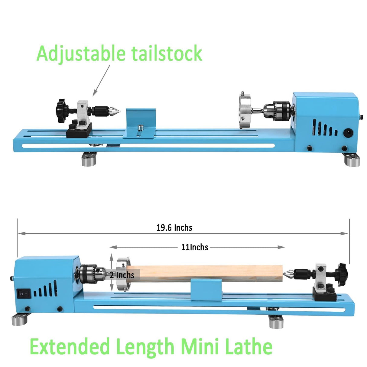 Mini Wood Lathe Machine Multi-Purpose Upgraded And Lengthened Processing Diameter 11inch Support Turning Cutting Sanding Polishing Wood, Professional FesmTek