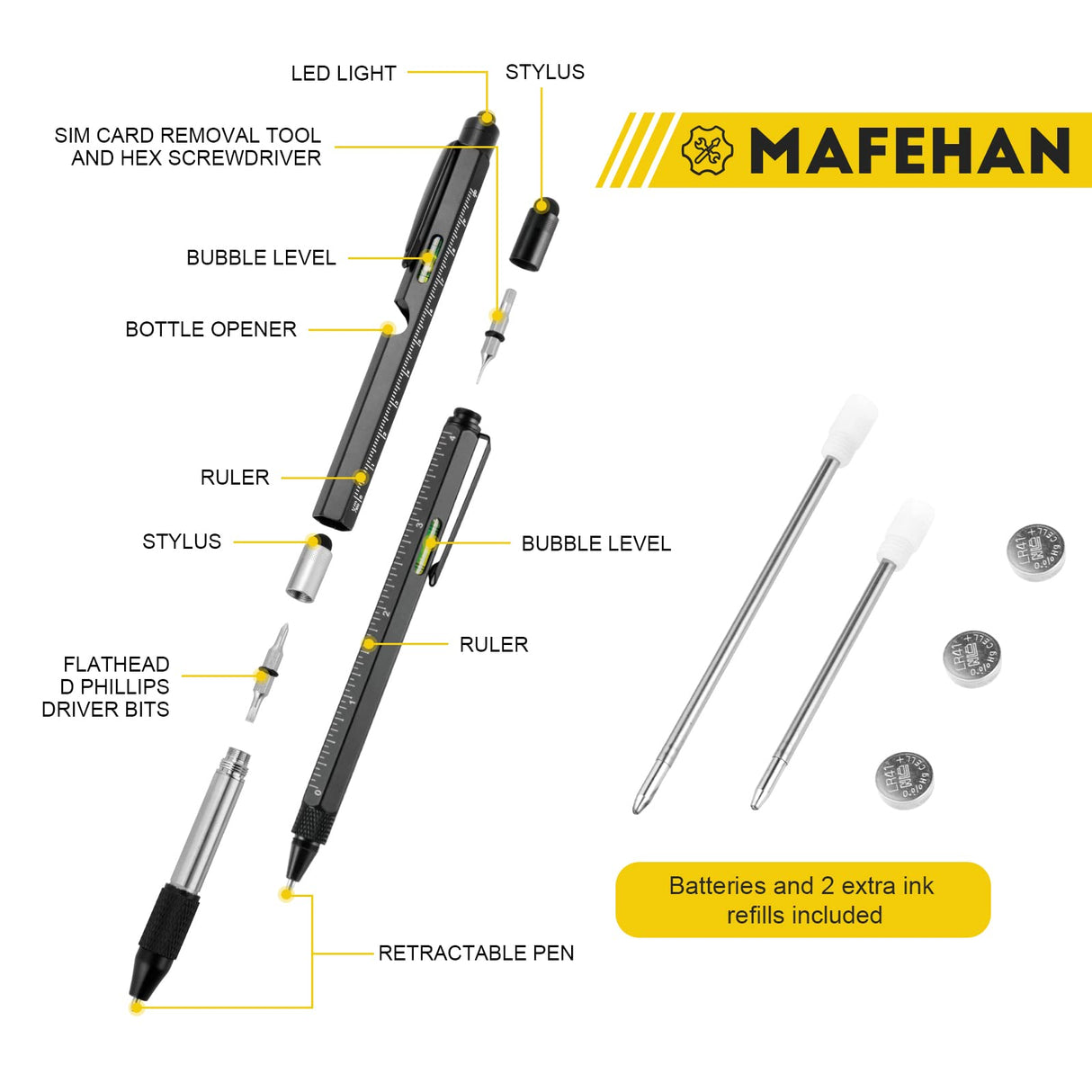 Christmas Gifts for Men, MAFEHAN 10 in 1 Multi Tool Pen Set Gifts for Dad Men Grandpa, Stocking Stuffers for Men Adults, Mens Gifts for Christmas, MAFEHAN