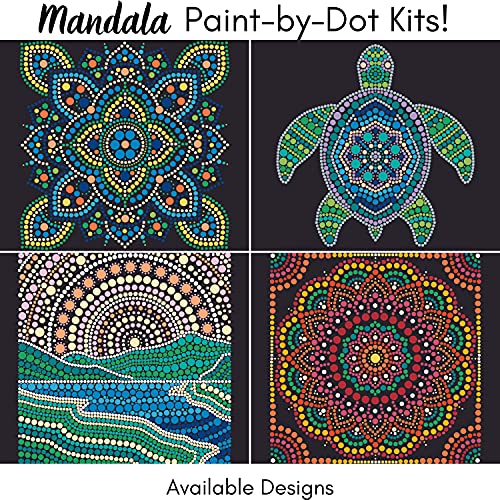 Plaid Sea Turtle Mandala Modern Dot Kit, 14" x 14" Paint by Numbers for Adults and Kids, Easy-to-Follow DIY Crafts, Art Supplies with A Textured Plaid