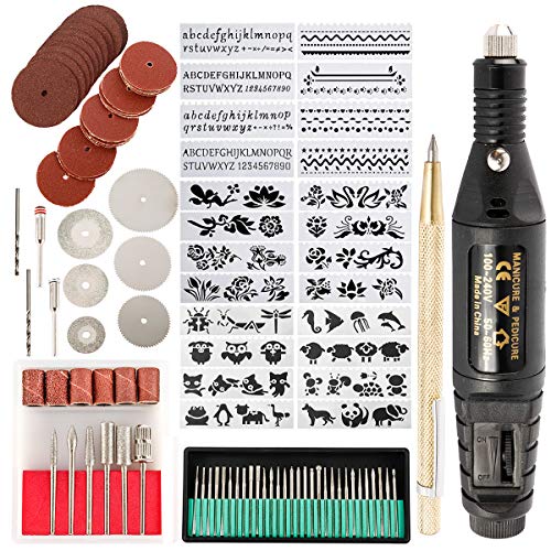 Toolly 108 Pcs Engraving Tool Kit, Multi-Functional Electric Corded Micro Engraver Etching Pen DIY Rotary Tool for Jewelry Glass Wood Metal Ceramic Toolly