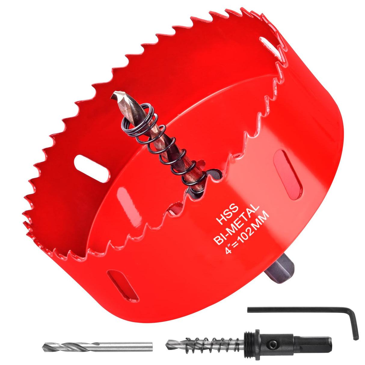 ALLWIN 4 Inch / 102mm Hole Saw for Wood, Plastic Board, Ceiling,Drywall, and Metal Sheet - HSS Bi-Metal Hole Cutter with Pilot Drill Bit ALLWIN