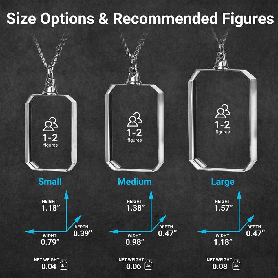 ArtPix 3D Personalized Necklace, 3D Laser Etched Photo Crystal, Engraved Rectangle Necklaces Accessories, Memorial Birthday Gifts for Mom Dad, Him ArtPix 3D