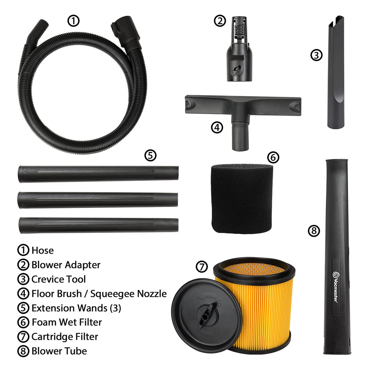 Vacmaster VBVB611PF 1101 6 Gallon 5 Peak HP Wet Dry Shop Vacuum 1-1/4 Inch Hose Powerful Suction with Detachable Blower Vacmaster