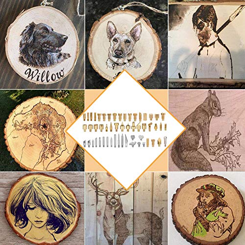 Pannow 53Pieces Wood Burning Tip,Wood Pyrography Tool Wood Burning Tips Set Stencils Nozzle Kit for Hobby Craft Pannow