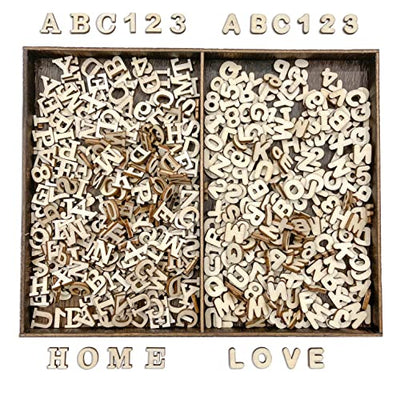 592 Pieces 1/2 Inch Mini Wooden Alphabet Letters and Unfinished Wood Numbers with Rustic Storage Tray for Scrapbooking DIY Crafts Homemade Gifts