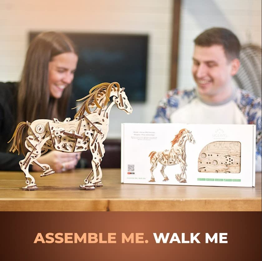 UGEARS 70054 Wooden Horse Puzzle, Model Building Set, Brain Game, DIY Puzzle, Educational Toy, Environmentally Friendly UGEARS