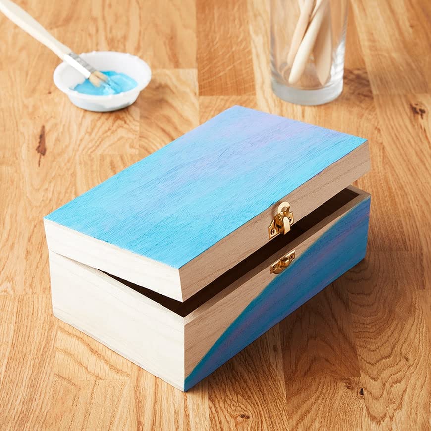 8.4” Unfinished Wooden Box by Make Market - Ready-to-Decorate Wood Box for Trinkets, Coins, Jewlery, Valuables - Bulk 12 Pack Make Market