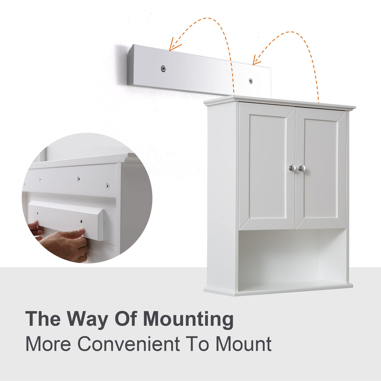 VANIRROR White Over-The-Toilet Storage Cabinet with Adjustable Shelves and Soft-Close Hinges VANIRROR