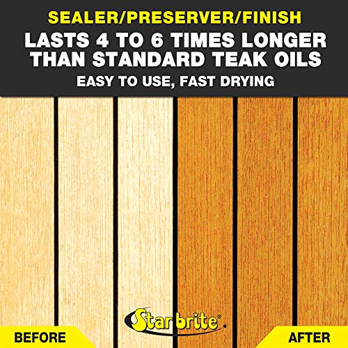 STAR BRITE Premium Golden Teak Oil - Ultimate Sealer, Preserver & Finish for Outdoor Teak & Fine Woods - Ideal for Boats, Furniture, Shower Stools - STAR BRITE