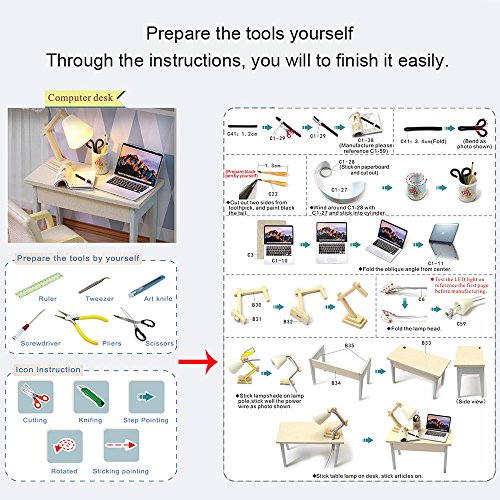 Spilay Miniature Dollhouse Kit with Furniture,DIY Dollhouse Kit Mini Modern Villa Model Plus Dust Cover and Music Box,1:24 Scale Creative Room Idea Spilay