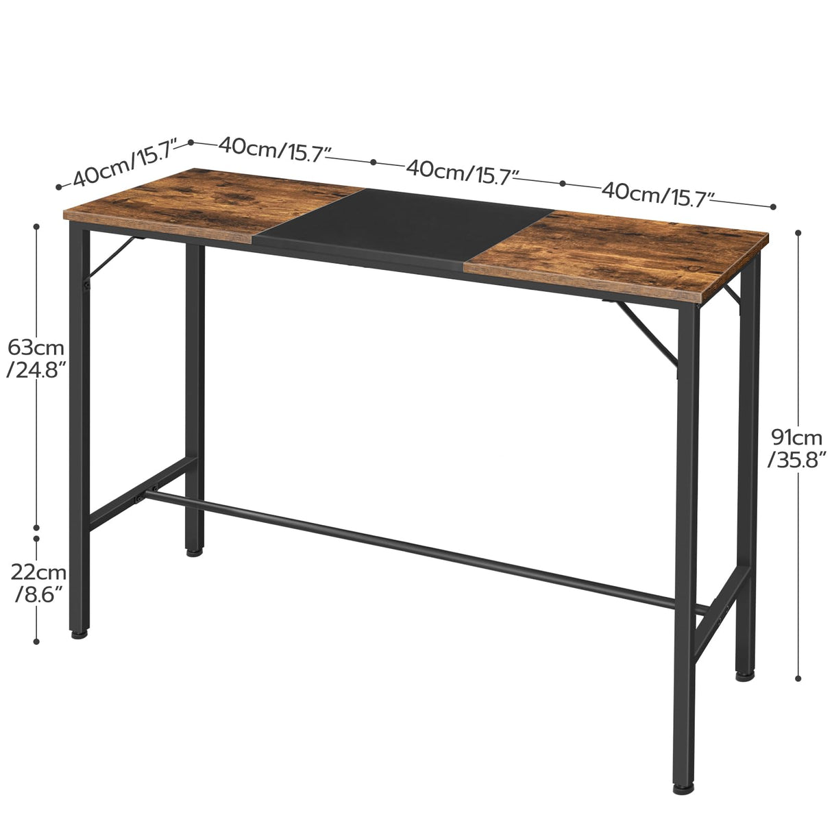 HOOBRO Bar Table, 47.1" Rectangular Pub Table, Tall Counter Height Pub Table, Long Bar Height Table for Small Space, Narrow High Top Table, Sturdy HOOBRO
