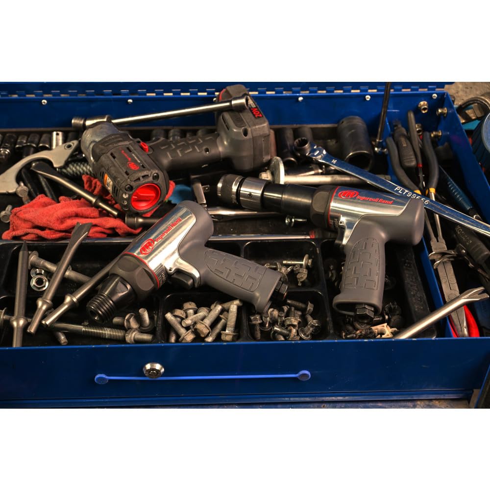 Ingersoll Rand 119MAXK Long Barrel Air Hammer Kit – 5 PC Chisel Set, Lightweight, Quiet, Compact, Powerful, Gray Ingersoll Rand