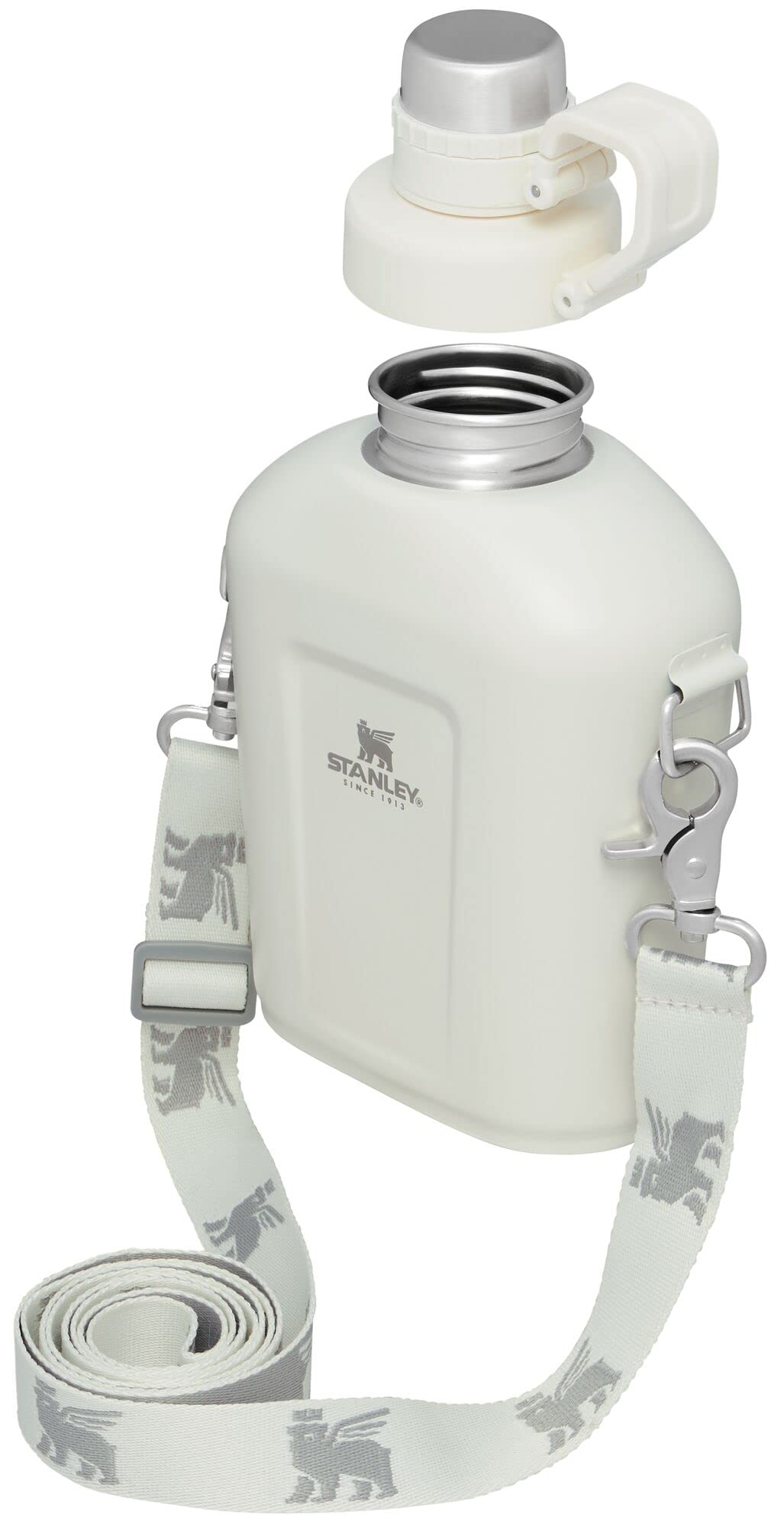 Stanley Legendary Classic Canteen Water Bottle - 1.1 QT - Stainless Steel Canteen with Strap and Leakproof Lid - Dishwasher Safe and BPA-Free, Cream STANLEY