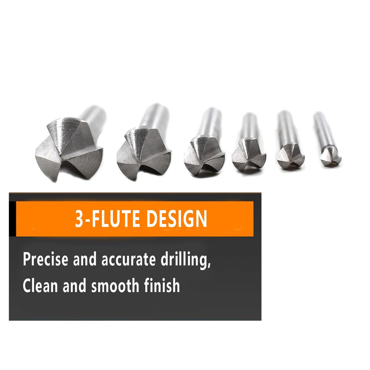 Chiloskit 3 Flute 90 Degree HSS Chamfering Tool Bit Countersink Drill Bit Set for Metal Wood Plastic Woodworking Metal Working Tool Bit Set, Pack of Chiloskit