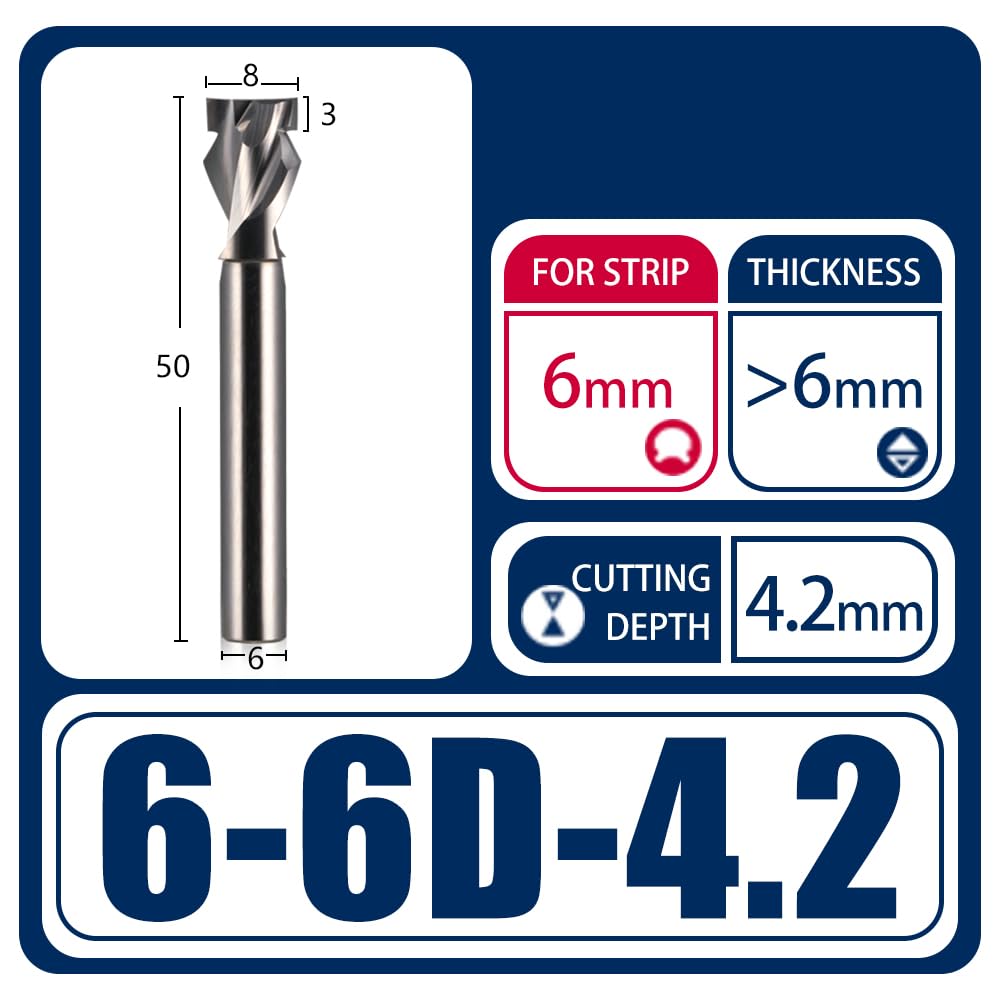 1Pcs CNC Router Bits Engraving Cutter 6mm/8mm Neon Light Strip Slotting Bits Tungsten Carbide Steel End Mill Neon LED Lights Slotting Milling Cutter HOZLY
