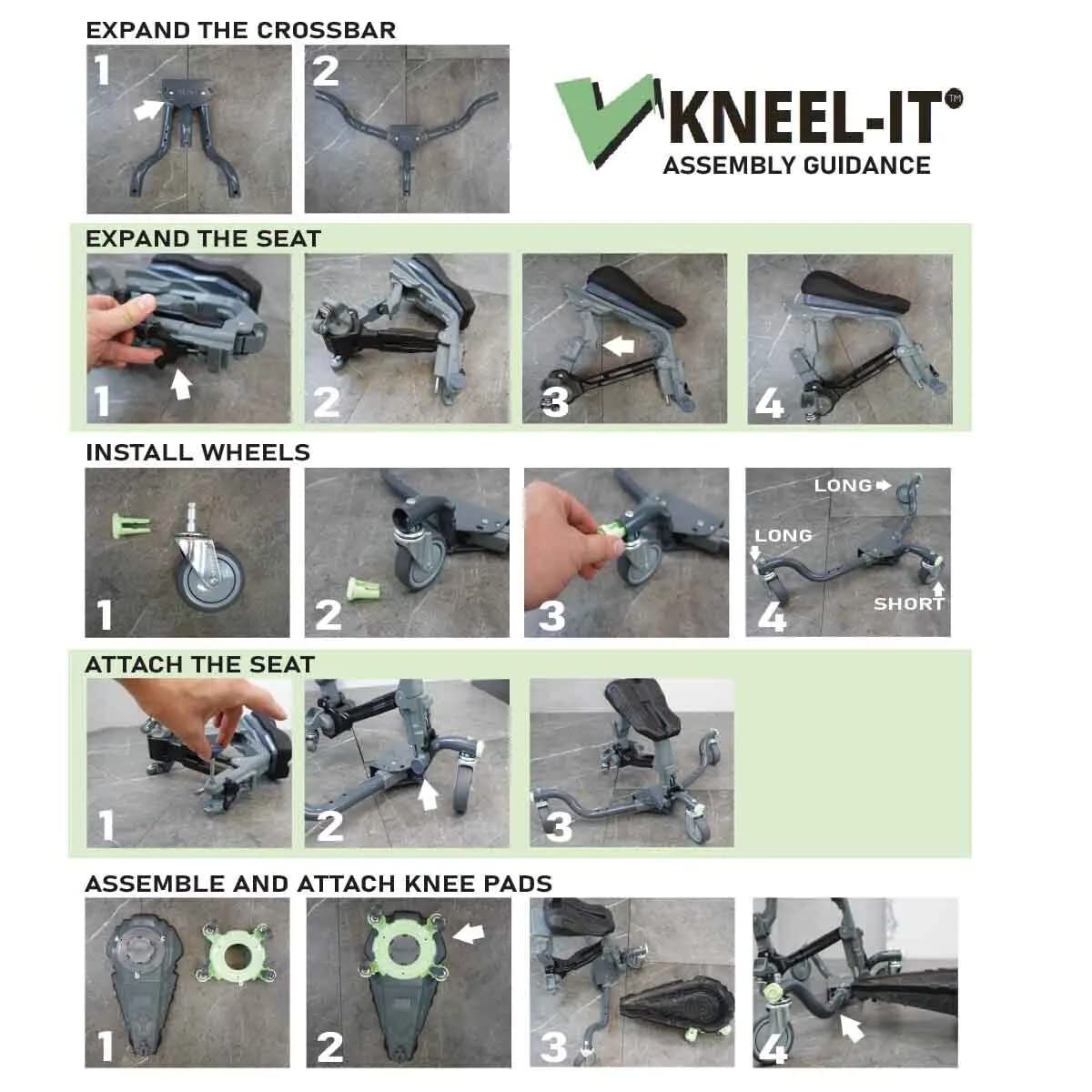 Kneel-It V3 Rolling Knee Pads - Durable Ergonomic Mobile Knee Pads with Seat - 360° Turning Capability, Supports 360 lbs, Compactable, Optimal for Kneel-It