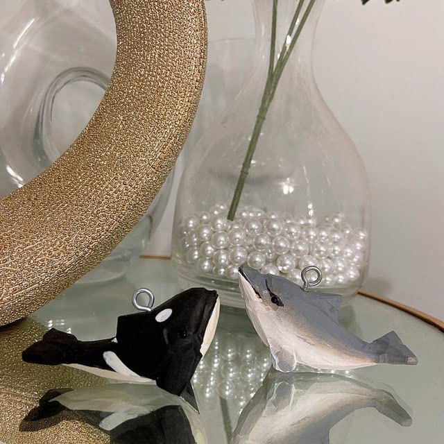 Selsela Orca Killer Whale Figurine Decoration Black Fish Statue Shamu Miniature Wooden Art Wall Carved Small Animal Selsela