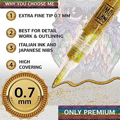 Art Owl 12 Basic Acrylic Paint Pens Extra Fine Tip and 12 Glitter Paint Markers Extra Fine Tip, Bundle for Rock Painting, Stone, Ceramic, Glass, Wood Art Owl