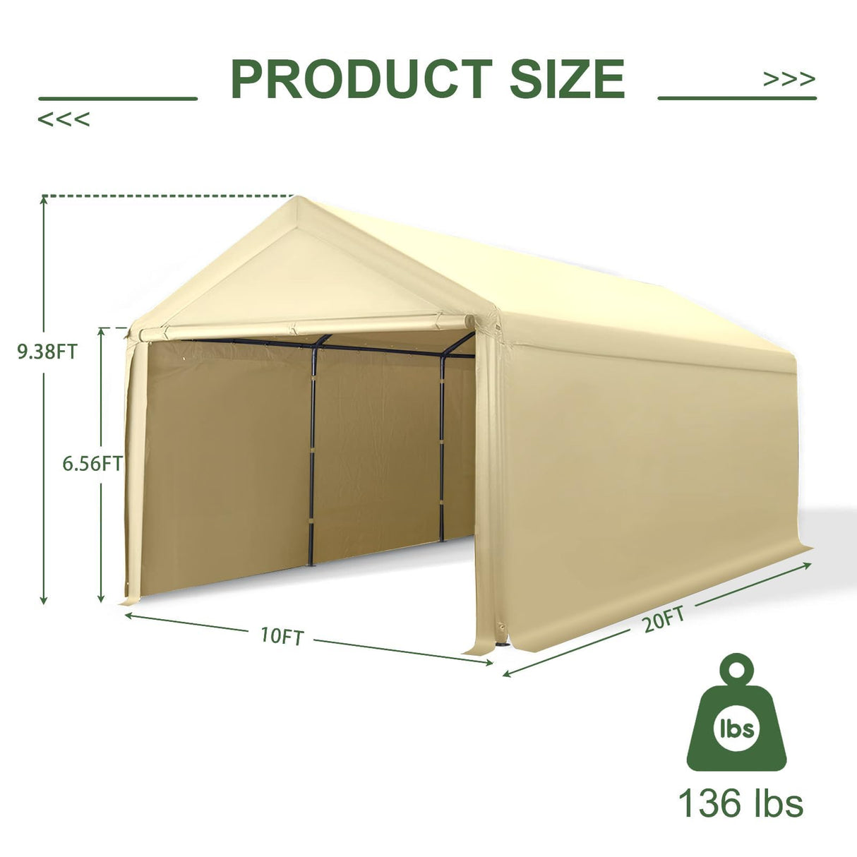 10x20 ft Heavy Duty Carport with Removable Sidewalls,All Weather Carport Garage Party Tent Large Outdoor Canopy Storage Shed for Grezone