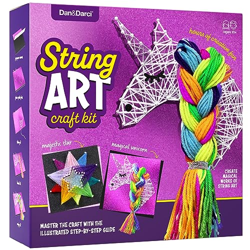 3D String Art Kit for Kids - Arts and Crafts Set for Girls & Boys - Birthday Gift Ideas Ages 8, 9, 10, 11, 12 + Age - Unicorn & Star Strings Toys Dan&Darci