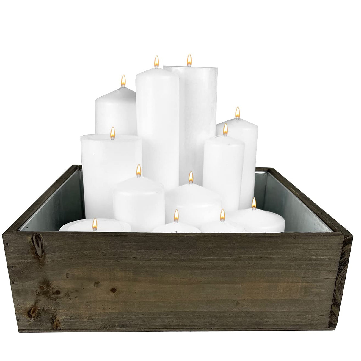 CYS EXCEL Wood Square Planter Box with Removable Zinc Metal Liner (H:4" Open:12"x12") | Multiple Size Choices Wooden Planters | Indoor Decorative CYS EXCEL