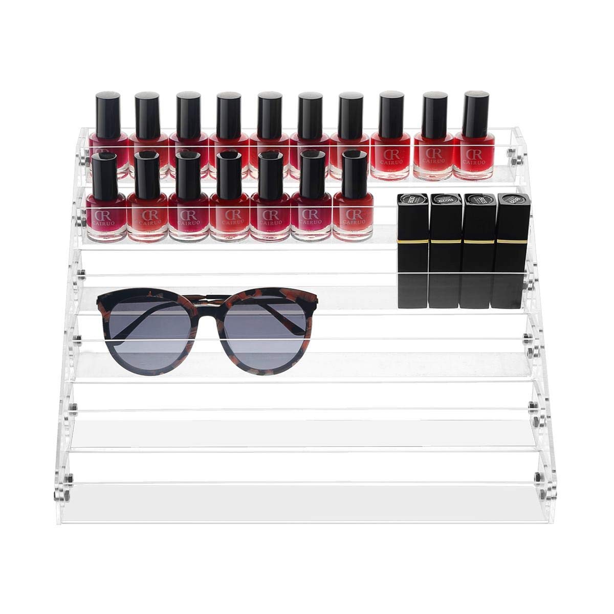 Gospire 6 Tier Clear Acrylic Nail Polish Ink Rack Sunglasses Organizer Eyeglasses Display Rack essential oil Stand Holder Jewelry Makeup Organizer Gospire