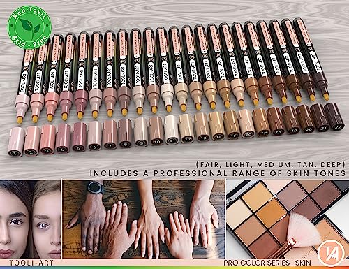 TOOLI-ART 22 Acrylic Paint Markers Paint Pens Pro Color Series Set 3mm Medium Tip for Rock Painting, Glass, Mugs, Wood, Metal, Glass Paint, Canvas, TOOLI-ART