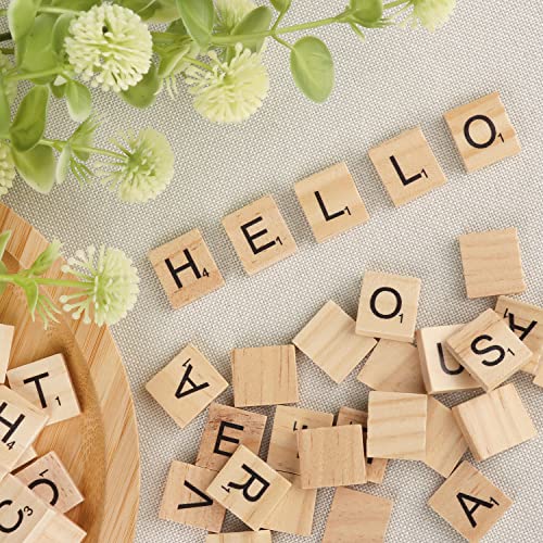 GNIEMCKIN 2000 PCS Wood Letter Tiles, Wooden Scrabble Tiles A-Z Capital Letters for Creative Crafting Projects, Making Alphabet Coaster, DIY Wood GNIEMCKIN