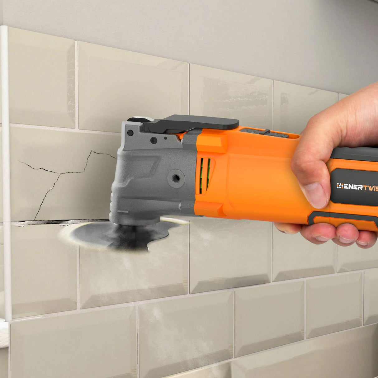 ENERTWIST Oscillating Tool, 4.2 Amp Oscillating Multitool Kit with 5° Oscillation Angle, 6 Variable Speed, 31pcs Saw Accessories, Auxiliary Handle ENERTWIST