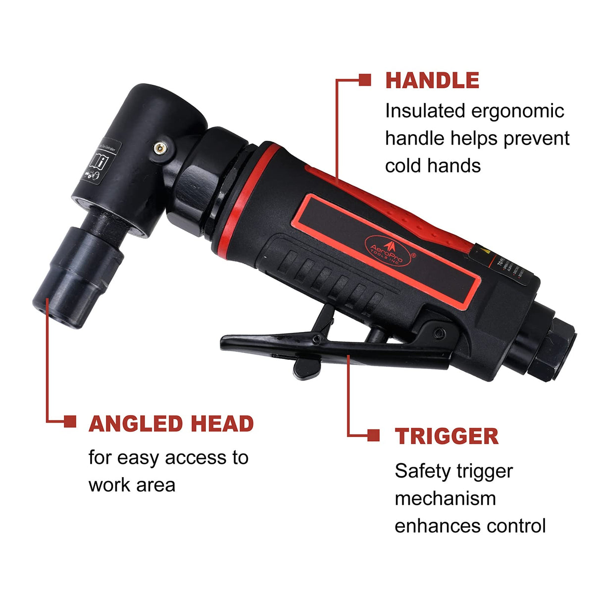 AEROPRO TOOLS 1/4-Inch Angle Pistol Grip Air Angle Die Grinder AP17315 with 1/4 collect, 20000 RPM AEROPRO TOOLS INC