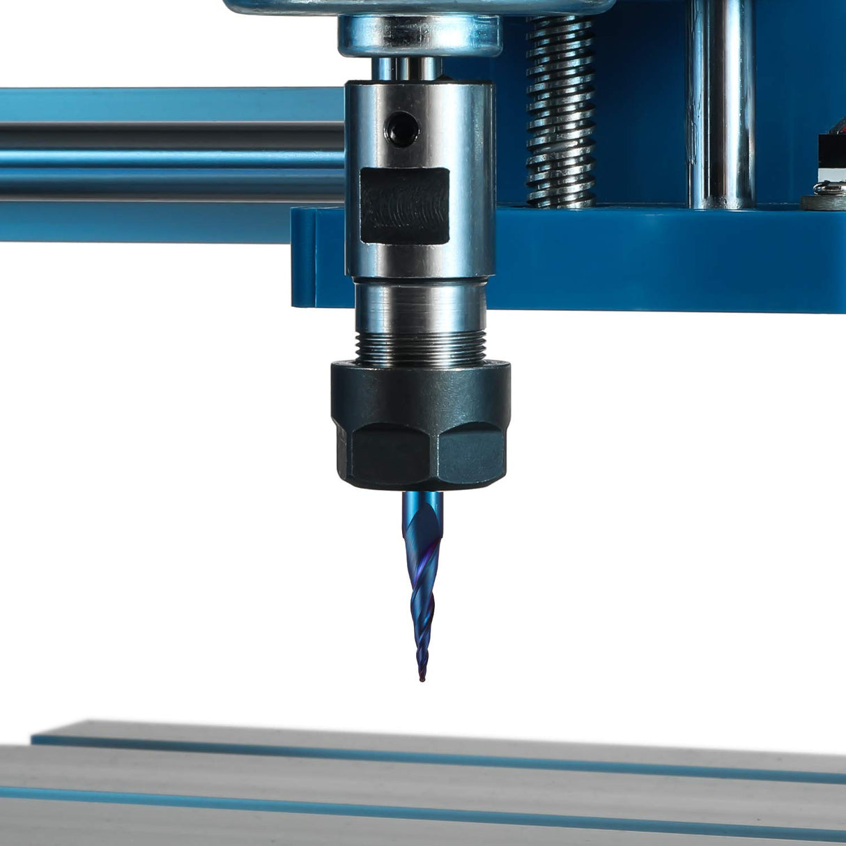 Genmitsu 4pcs 2-Flute Tapered Ball Nose Spiral End Mill, Nano Blue Coating Tungsten Carbide CNC Router Bits, 2D And 3D Engraving Carving Woodworking Genmitsu