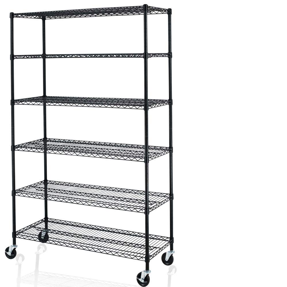 6 Tier Adjustable Wire Shelving Unit w/Casters, NSF Commercial Metal Storage Garage Shelves, 4800 LBS Capacity, Heavy Duty Standing Rack for Payhere