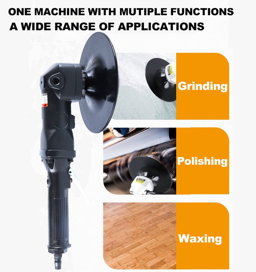 7-Inch Pneumatic Sander Heavy Duty Wet Air Sander/Polisher,Lightweight at 5.47 lbs,Adjustable Speed Up to 4500rpm Pneumatic Polisher Hand Sanding YPCOO