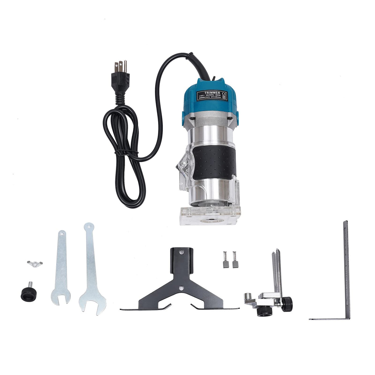 Compact Router Tool, 110V 800W Electric Woodworking Router Handheld Compact Wood Router with 12PCS 1/4" Router Bits Wood Laminate Palm Joiner Wood QUEWATSA