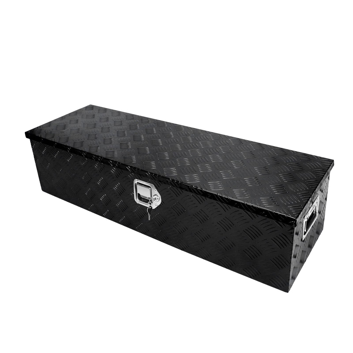 confote 39 Inch Heavy Duty Aluminum Stripes Plated Tool Box Pick Up Truck Bed RV Trailer Toolbox Waterproof Square Storage Organizer with Side confote