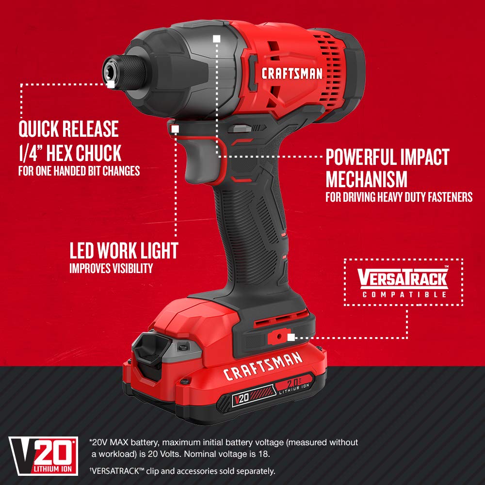 CRAFTSMAN V20 Cordless Drill Combo Kit, 7 Tool (CMCK700D2) Craftsman